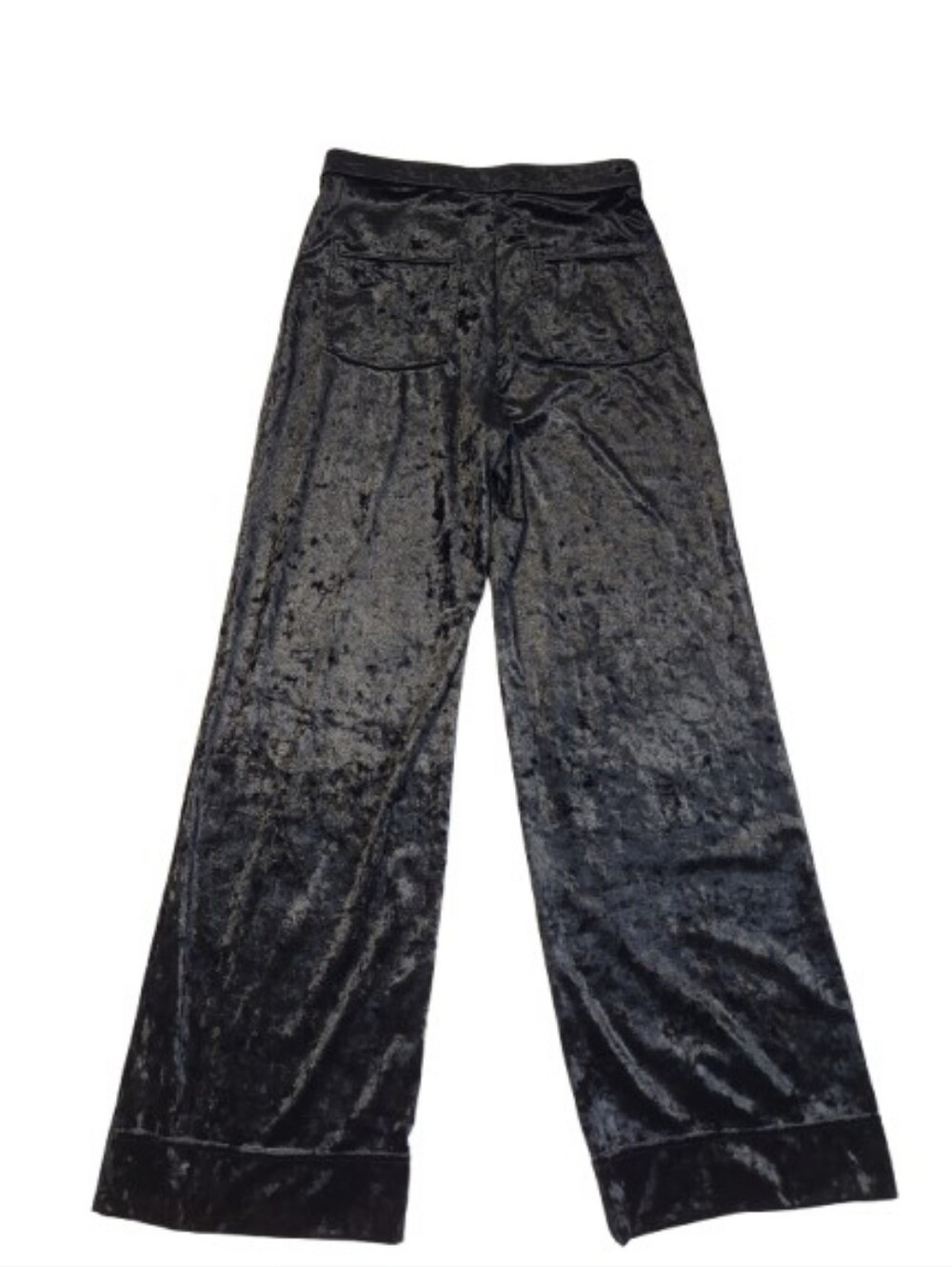 Halara High‎ Waisted Pockets Straight Leg Velvet Casual Pants Black Party Medium